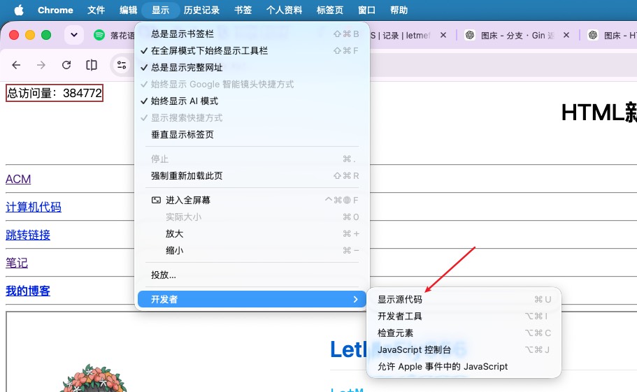 显示网页源代码